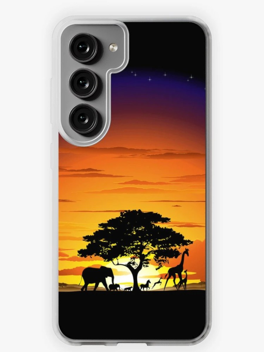 Redbubble Wild Animals On African Savanna Sunset Samsung Galaxy Phone Case Clearance