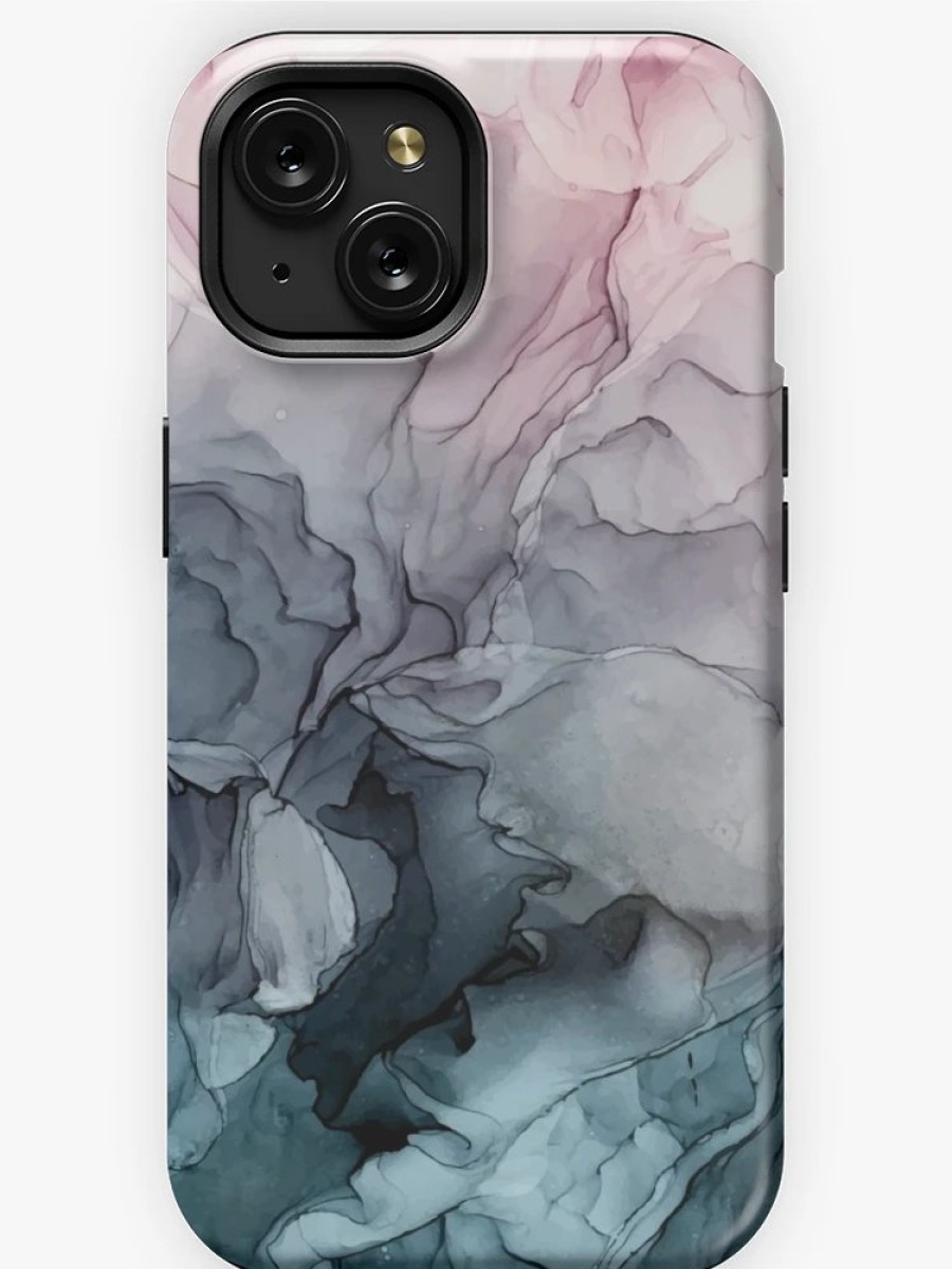 Redbubble Blush And Payne'S Grey Flowing Abstract Painting Iphone Case New