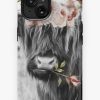 Redbubble Highland Cow Portait With Flowers Iphone Case New