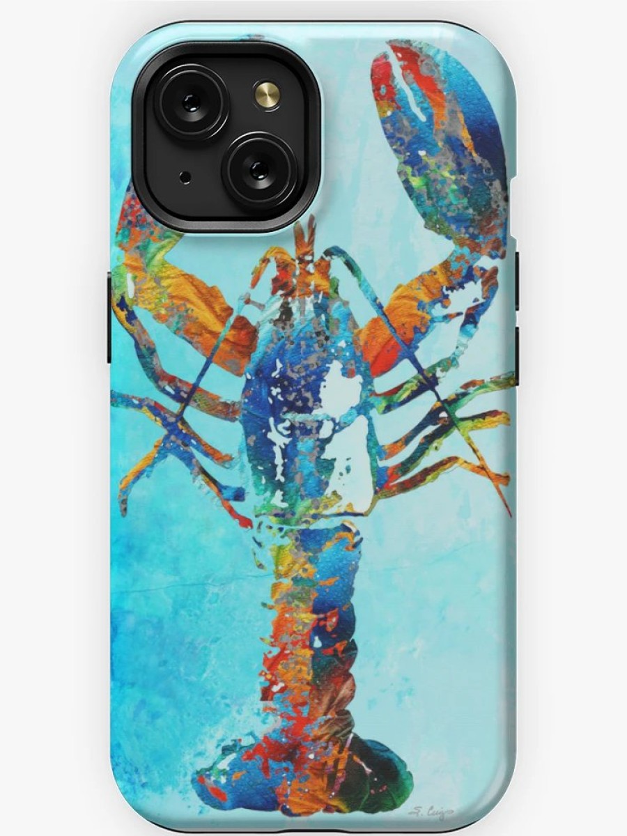 Redbubble Colorful Lobster Art On Blue By Sharon Cummings Iphone Case Wholesale