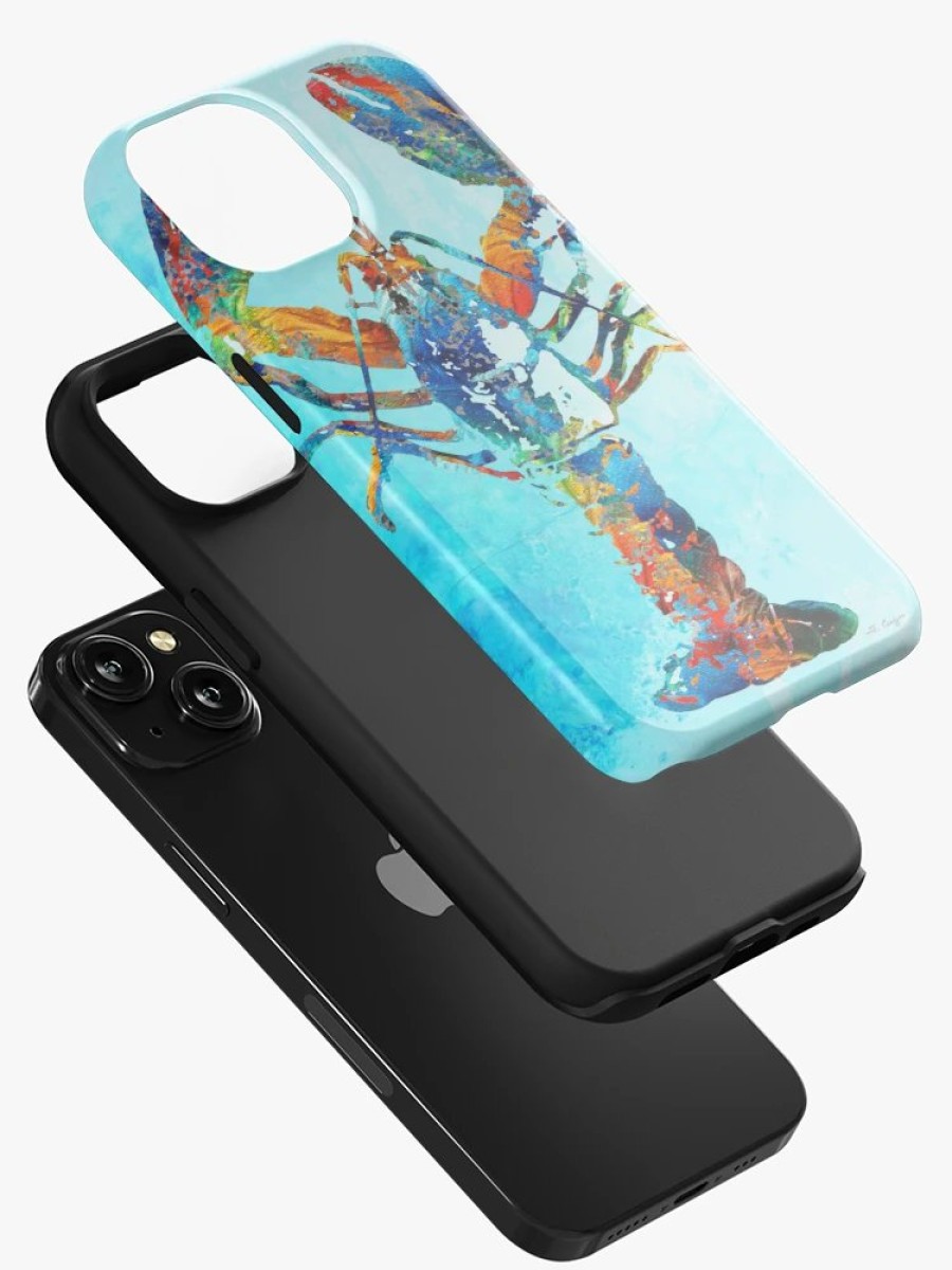 Redbubble Colorful Lobster Art On Blue By Sharon Cummings Iphone Case Wholesale