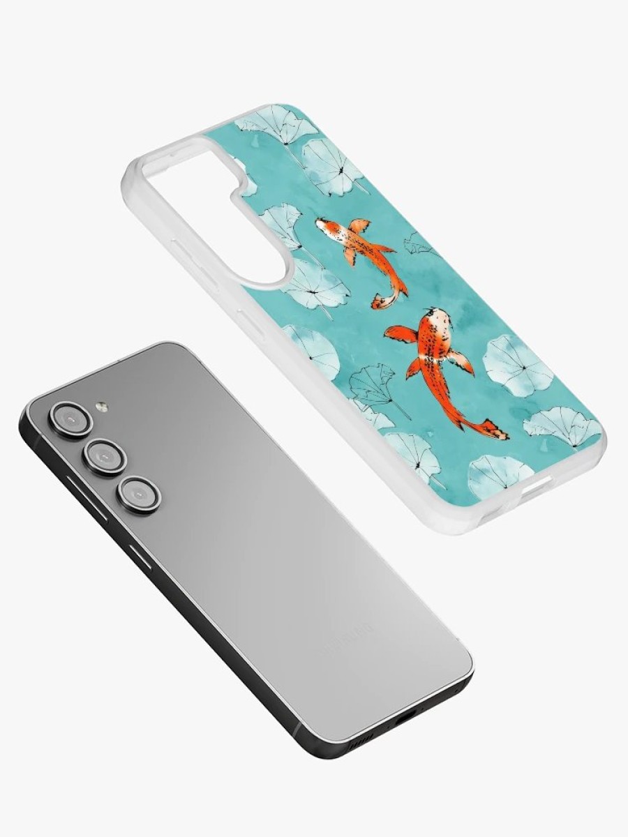 Redbubble Waterlily Koi In Turquoise Samsung Galaxy Phone Case Best