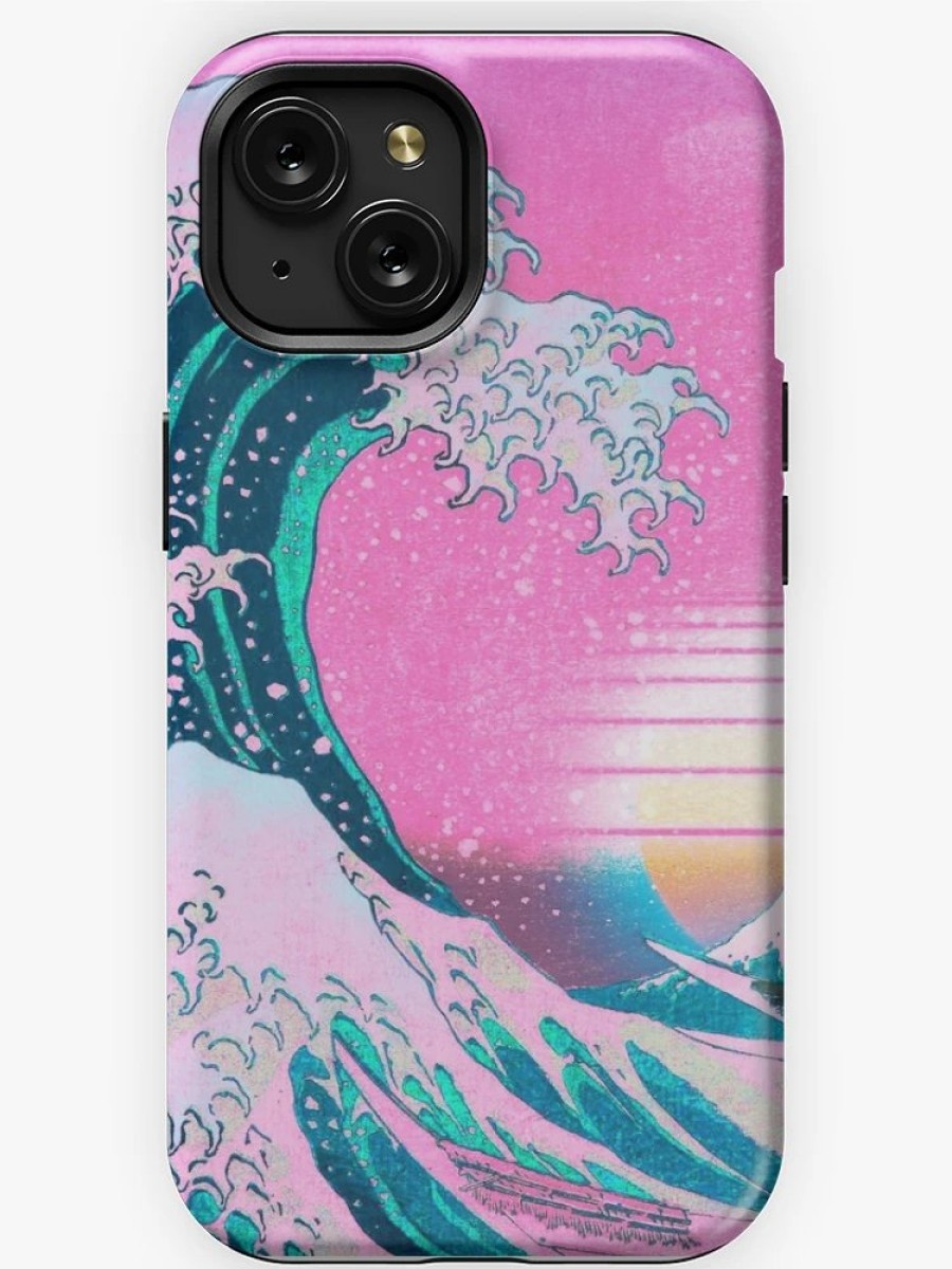 Redbubble Vaporwave Aesthetic Great Wave Off Kanagawa Retro Sunset Iphone Case Best