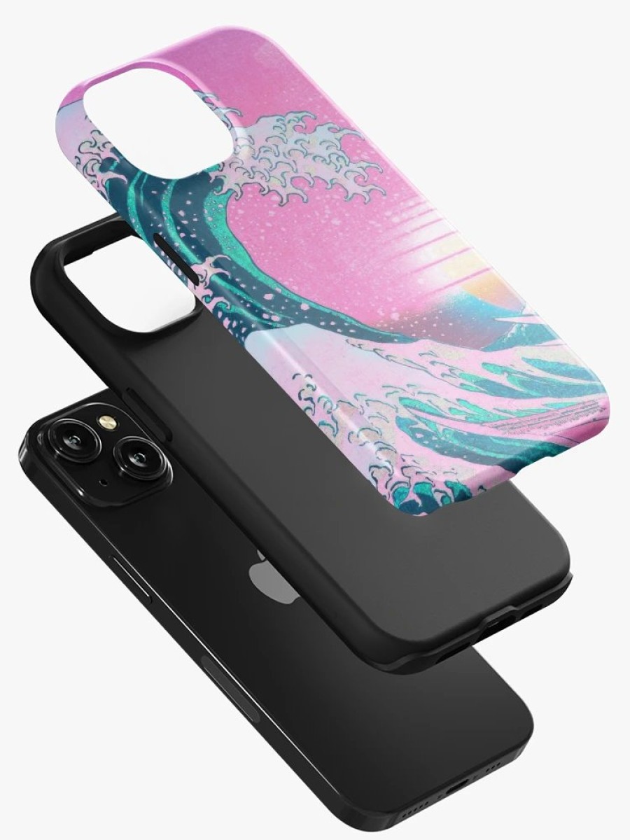 Redbubble Vaporwave Aesthetic Great Wave Off Kanagawa Retro Sunset Iphone Case Best