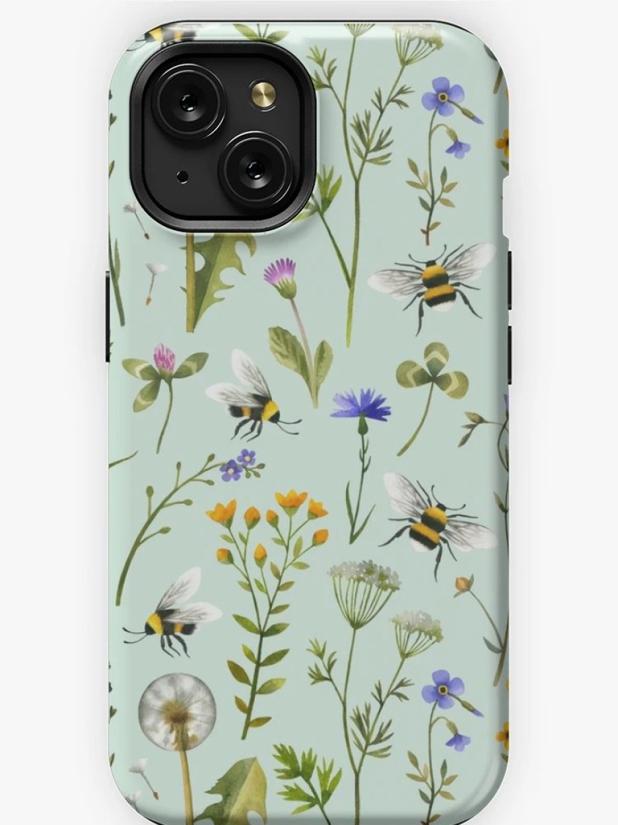 Redbubble Bees And Wildflowers On Mint Iphone Case Wholesale