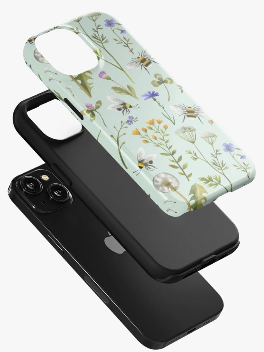 Redbubble Bees And Wildflowers On Mint Iphone Case Wholesale