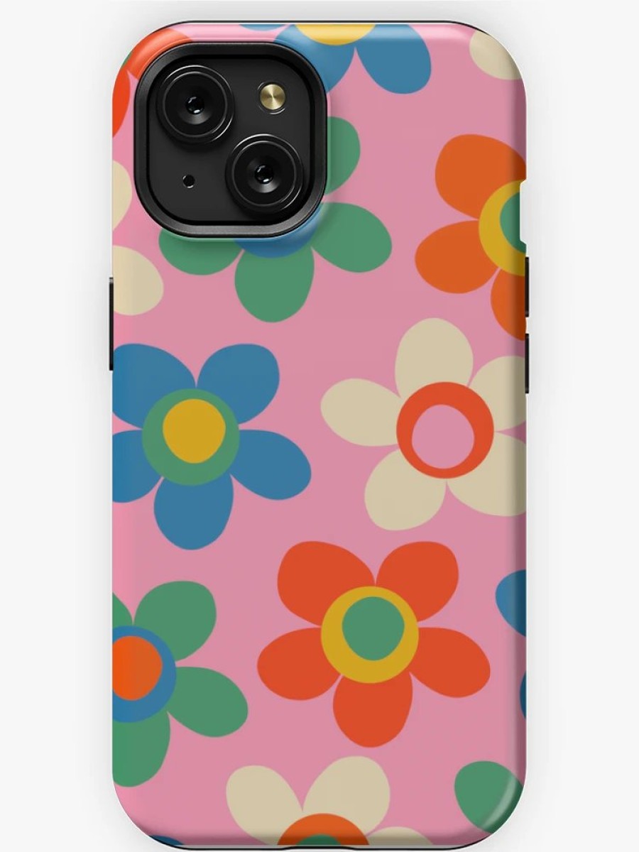 Redbubble Cheerful Maisie Flowers Colorful Floral Pattern On Pink Iphone Case New