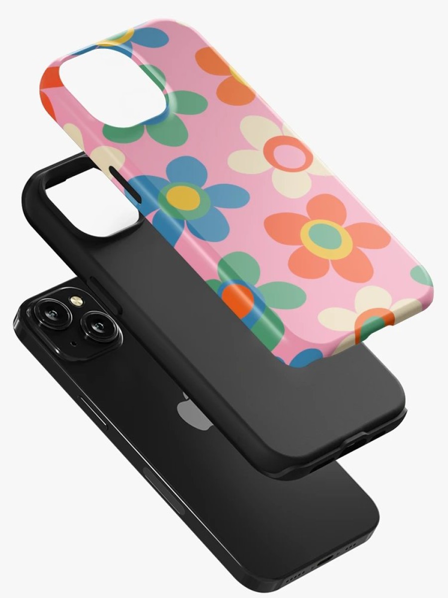 Redbubble Cheerful Maisie Flowers Colorful Floral Pattern On Pink Iphone Case New