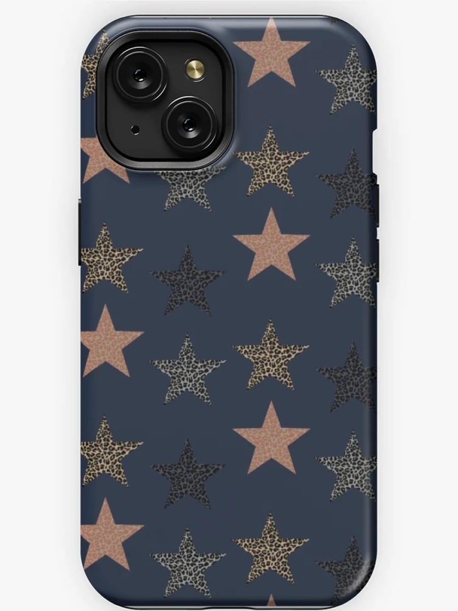 Redbubble Leopard Print Stars Pack On Dark Blue Iphone Case New