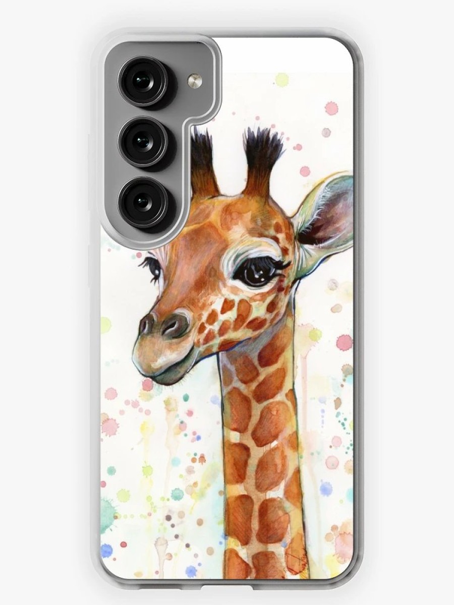 Redbubble Baby Giraffe Watercolor Painting, Nursery Art Samsung Galaxy Phone Case Wholesale