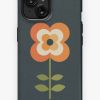 Redbubble Retro Flower - Orange And Charcoal Iphone Case Online