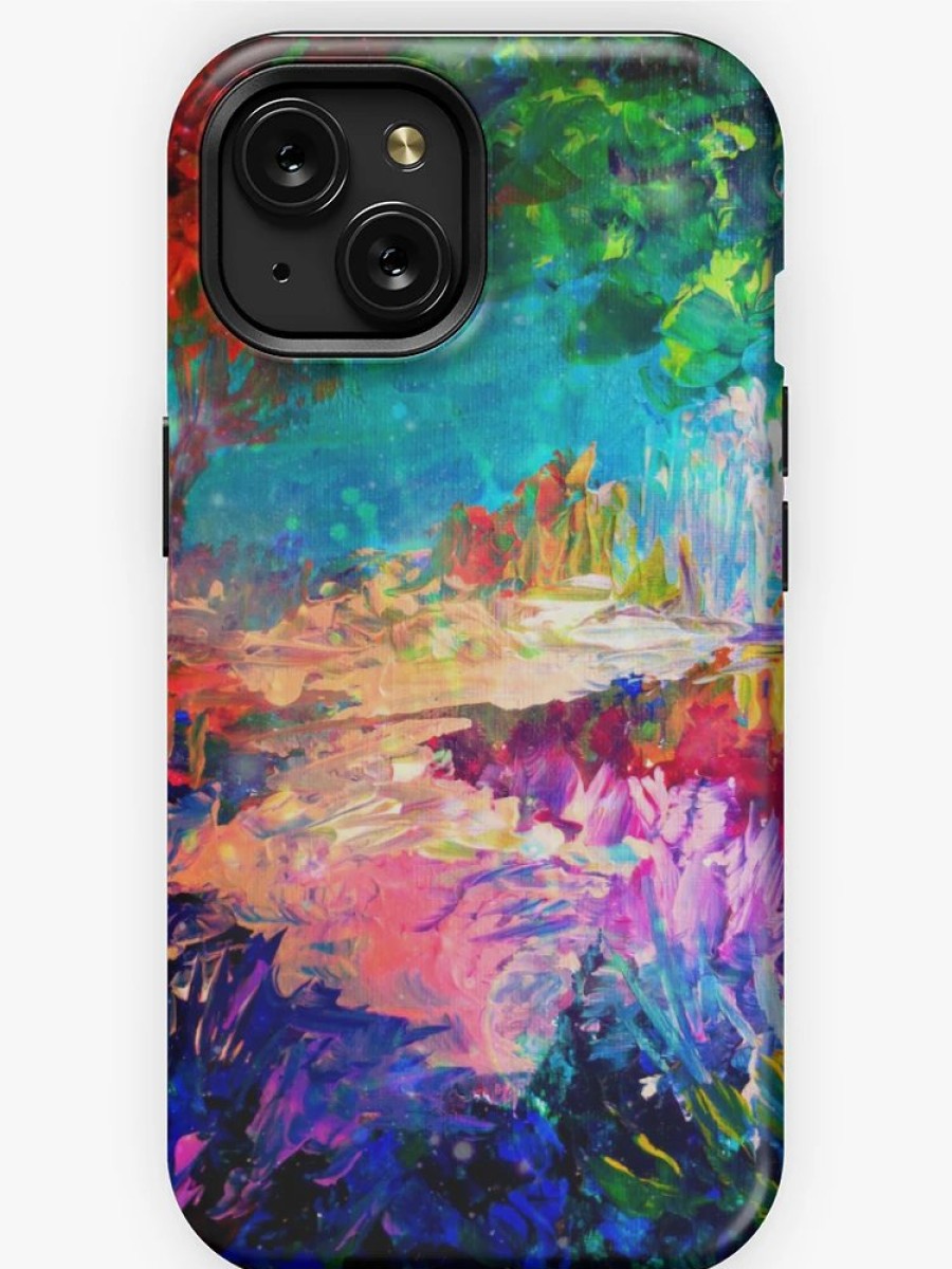 Redbubble Welcome To Utopia Bold Rainbow Multicolor Abstract Painting Forest Nature Whimsical Fantasy Fine Art Iphone Case Clearance