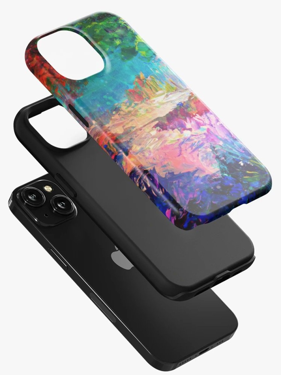 Redbubble Welcome To Utopia Bold Rainbow Multicolor Abstract Painting Forest Nature Whimsical Fantasy Fine Art Iphone Case Clearance