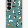 Redbubble Cardigan Corgi Pattern On Teal Samsung Galaxy Phone Case New