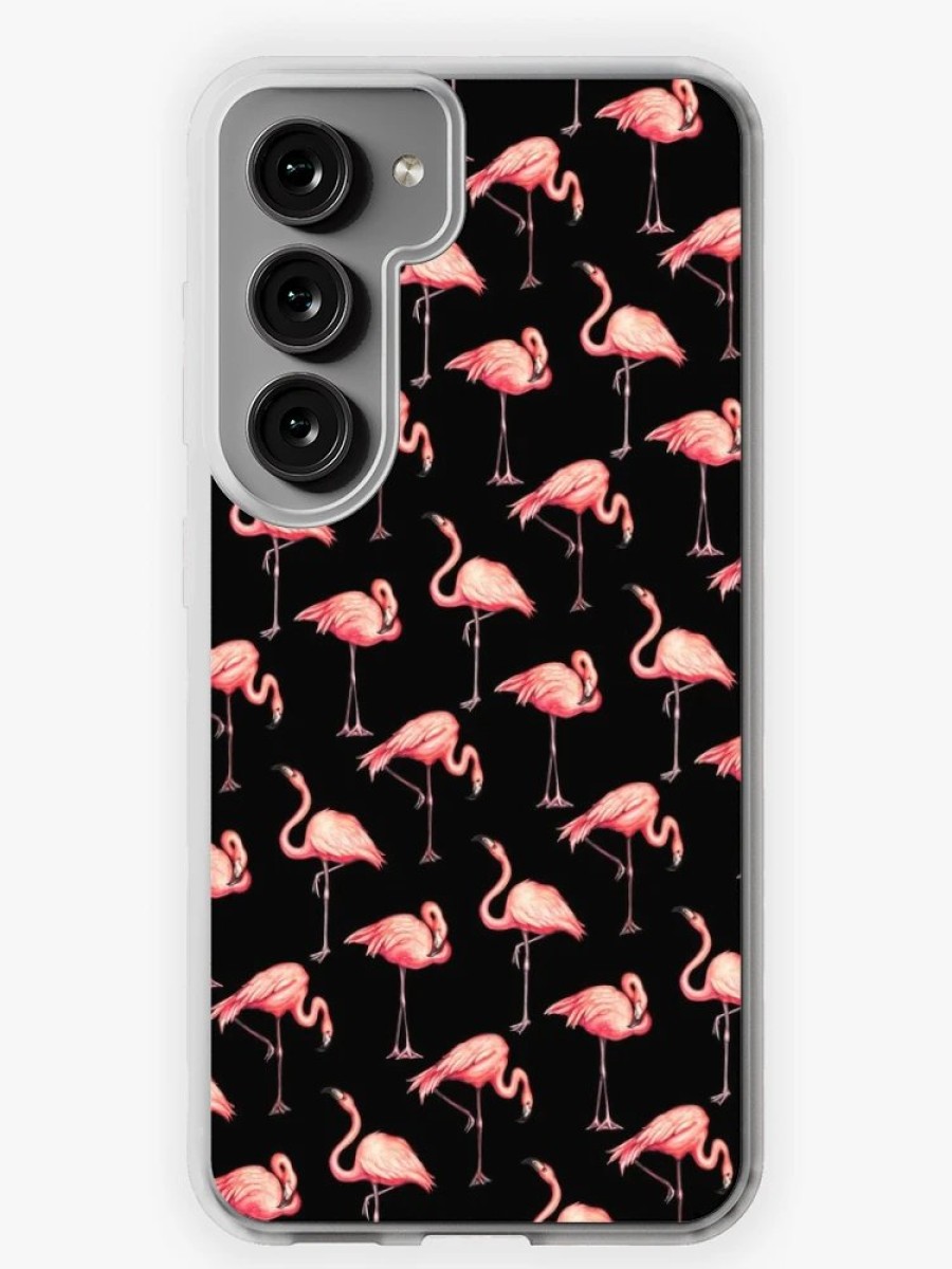 Redbubble Flamingo Pattern - Black Samsung Galaxy Phone Case Wholesale