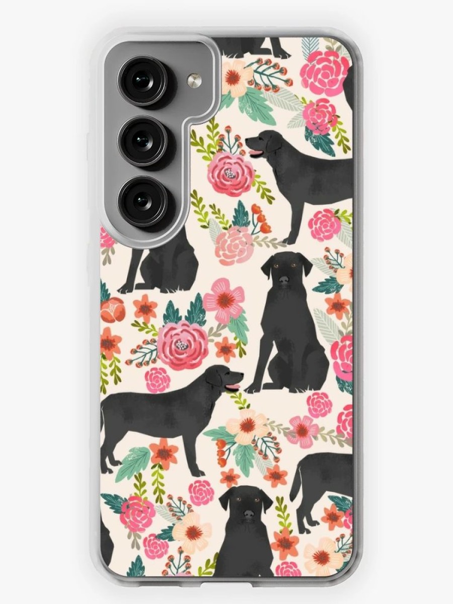 Redbubble Black Labrador Florals Pattern Samsung Galaxy Phone Case Hot