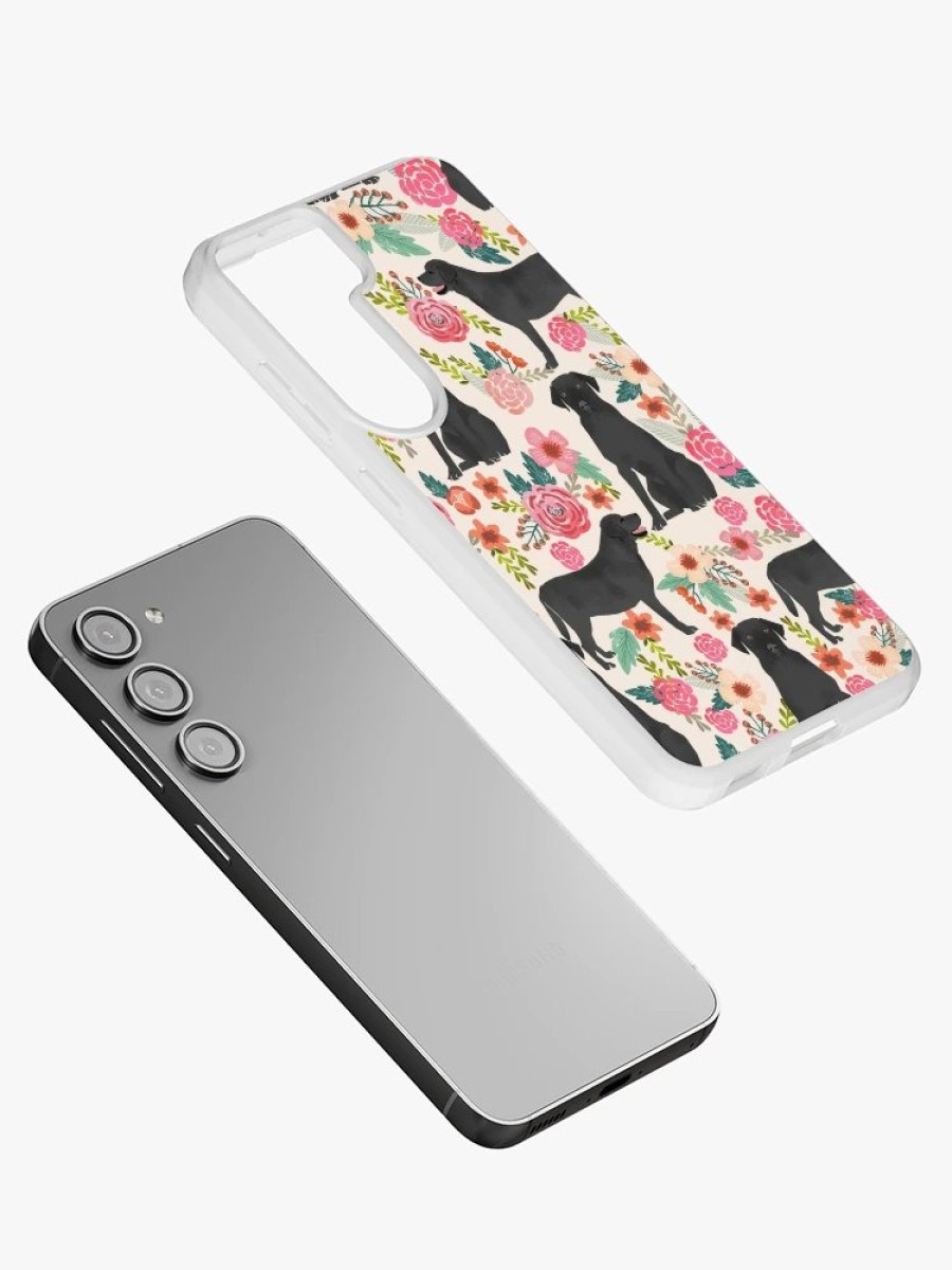 Redbubble Black Labrador Florals Pattern Samsung Galaxy Phone Case Hot