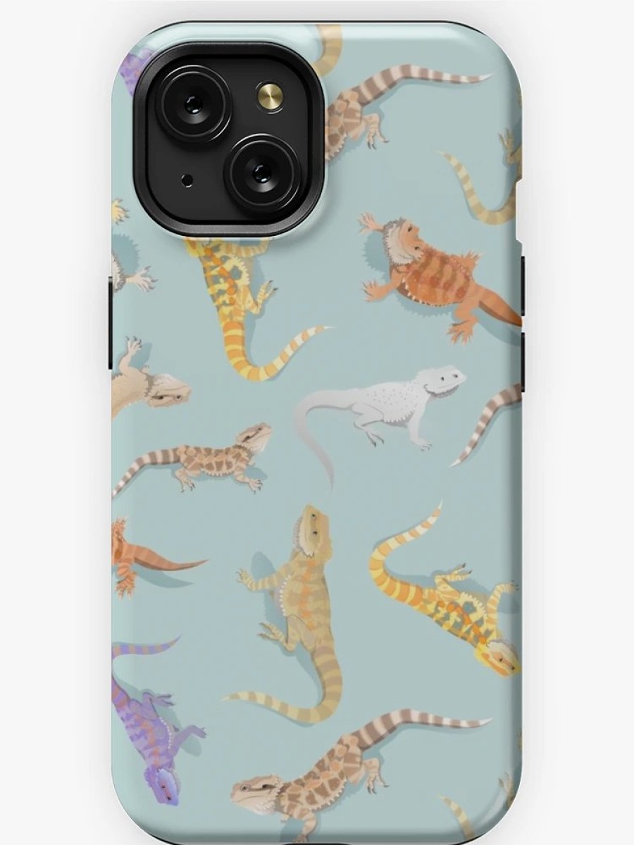 Redbubble Bearded Dragon Blue Scatter Pattern Iphone Case New