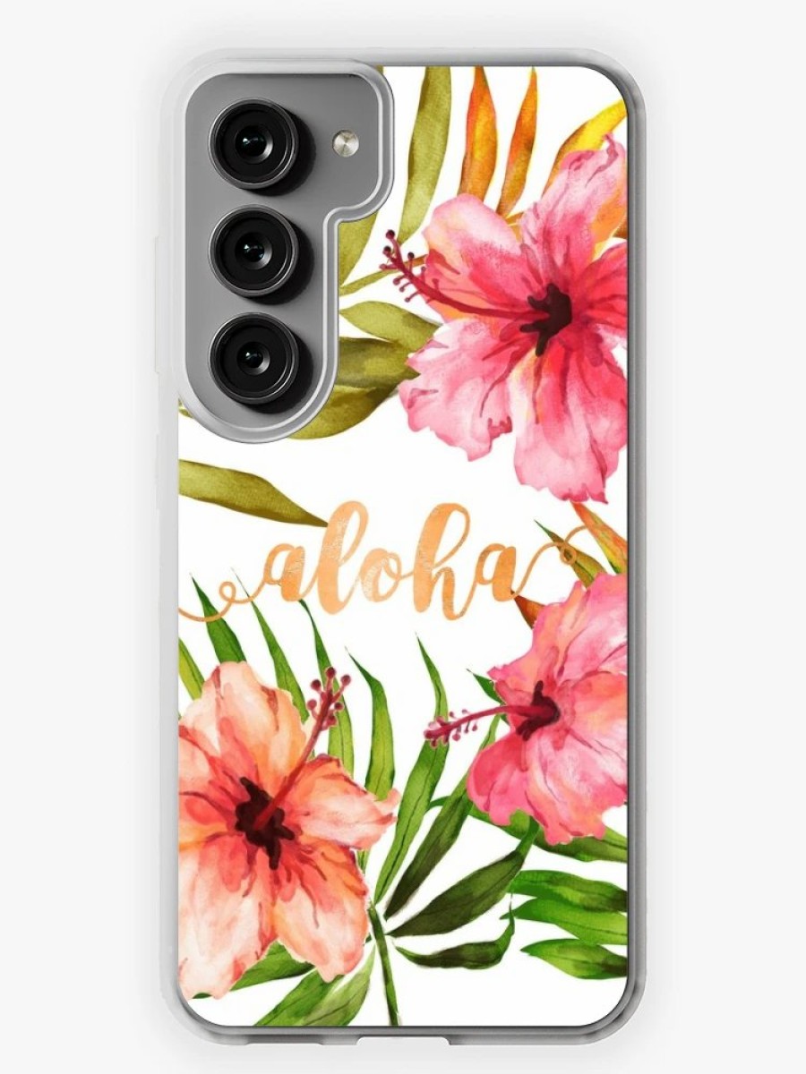 Redbubble Aloha Tropical Hawaiian Floral Watercolor Samsung Galaxy Phone Case New