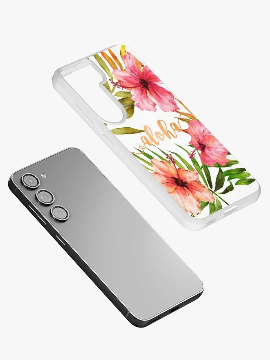 Redbubble Aloha Tropical Hawaiian Floral Watercolor Samsung Galaxy Phone Case New