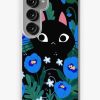 Redbubble Blue Flower Black Cat Samsung Galaxy Phone Case Hot