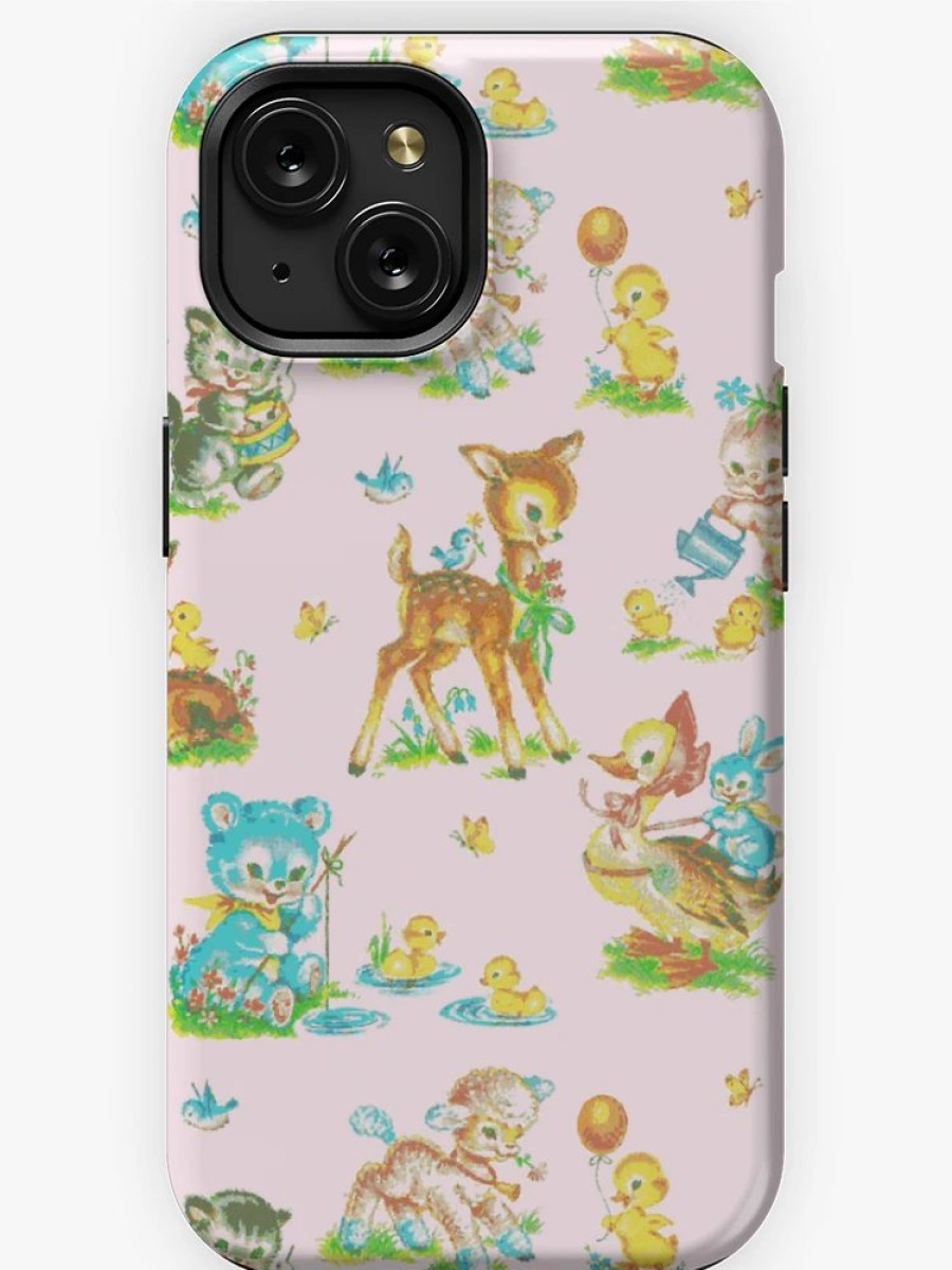 Redbubble Vintage Cute Baby Animals Pink Iphone Case Hot