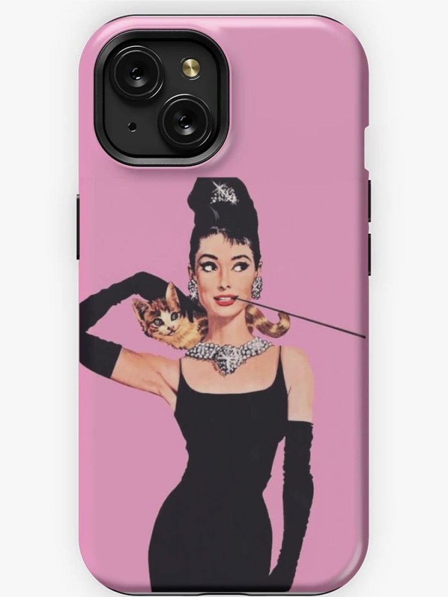 Redbubble Audrey Hepburn ( Holly Golightly) Breakfast Of Tiffany'S With Cat Iphone Case Clearance