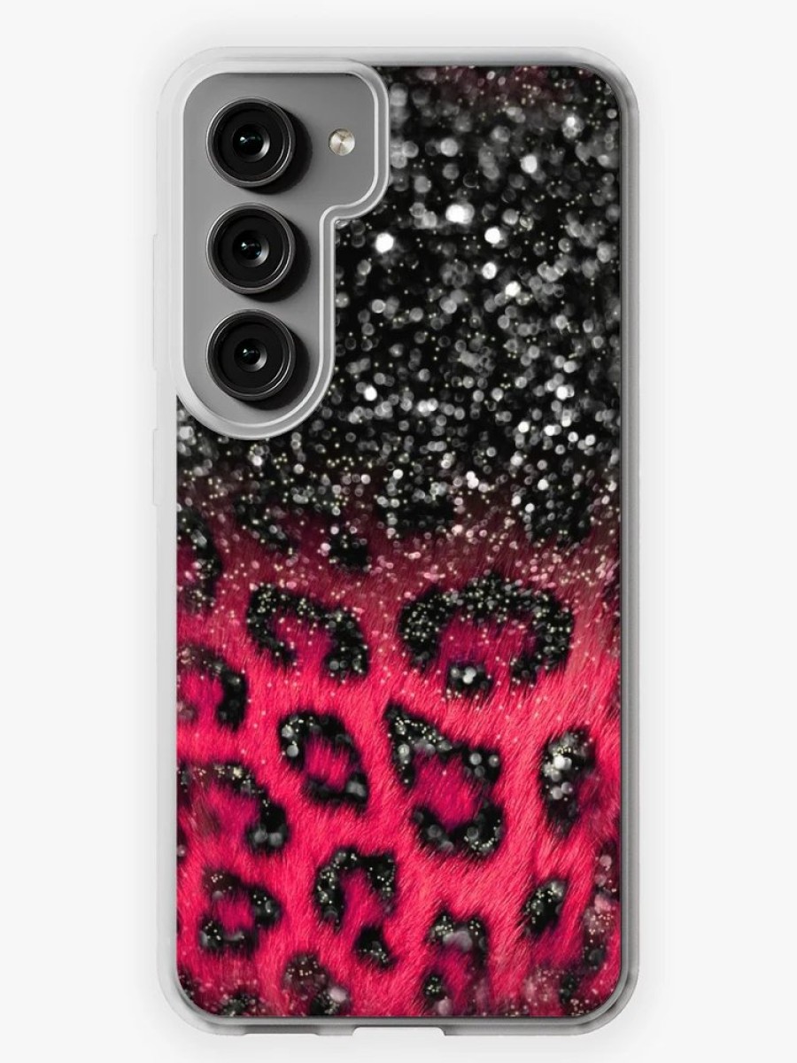 Redbubble Pink Black Leopard Print Faux Glitter Samsung Galaxy Phone Case Online