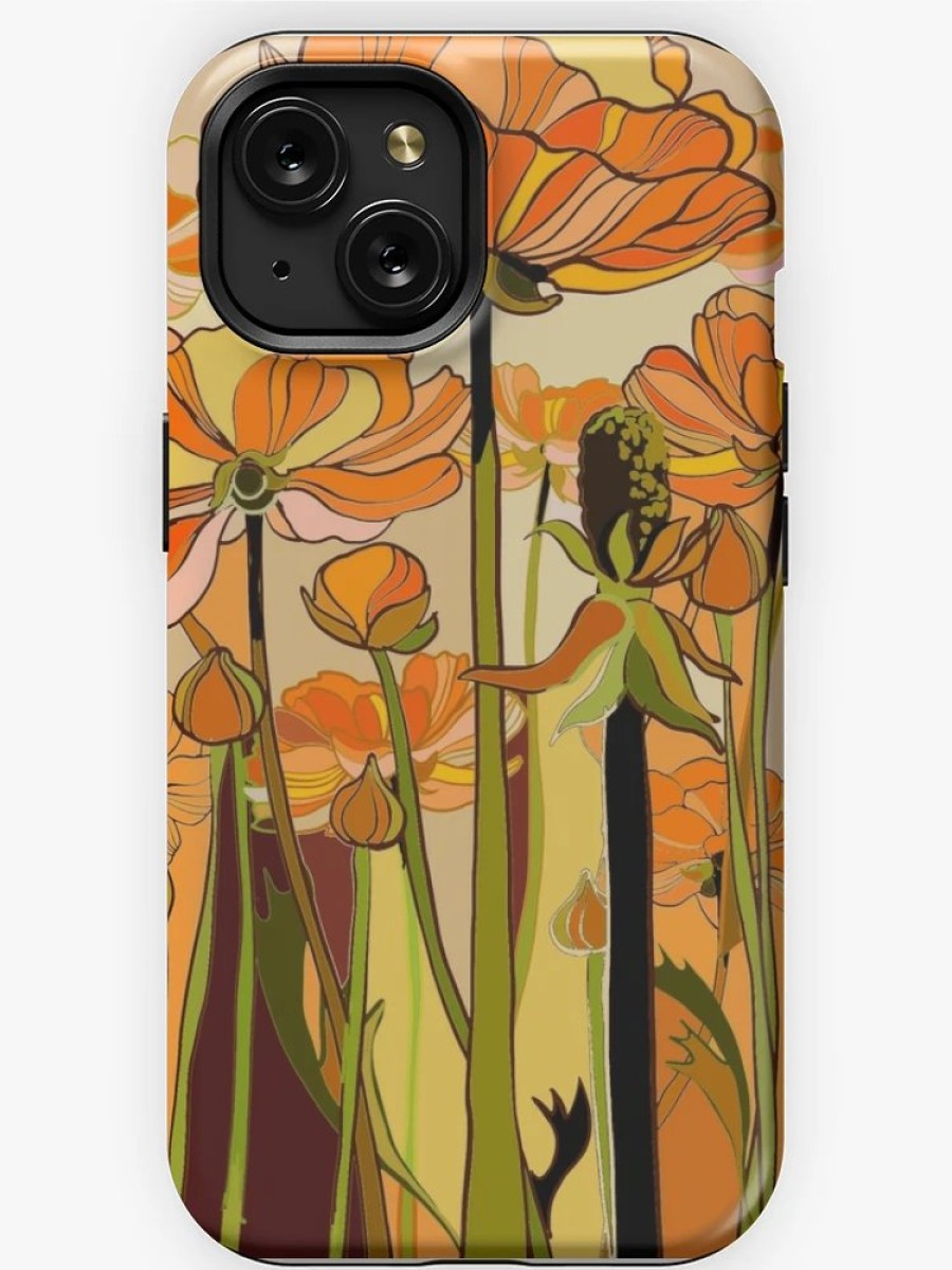 Redbubble 70S Retro California Poppies - Vintage, Boho, Orange, Vintage Iphone Case Best