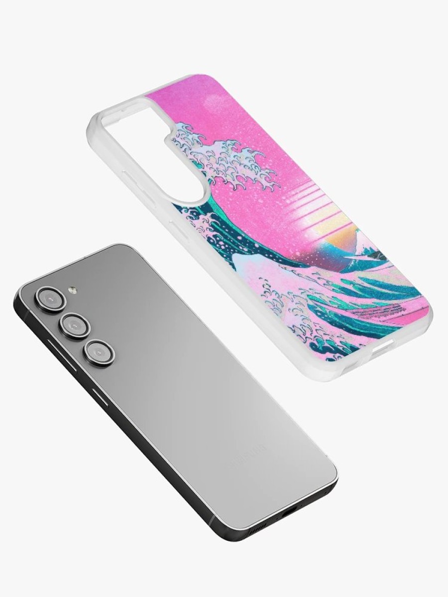 Redbubble Vaporwave Aesthetic Great Wave Off Kanagawa Retro Sunset Samsung Galaxy Phone Case Clearance