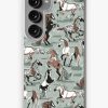 Redbubble Horses In The Wind // Sage Green Textured Background Green And Taupe Brown Beautiful Line Contour Creatures Toile Look Samsung Galaxy Phone Case Hot