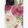 Redbubble Pink Burgundy Floral Watercolor Bouquet Iphone Case Hot