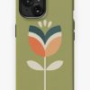 Redbubble Retro Tulip - Orange And Olive Green Iphone Case Hot