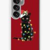 Redbubble Santa Black Cat Tangled Up In Christmas Tree Lights Holiday Samsung Galaxy Phone Case Clearance