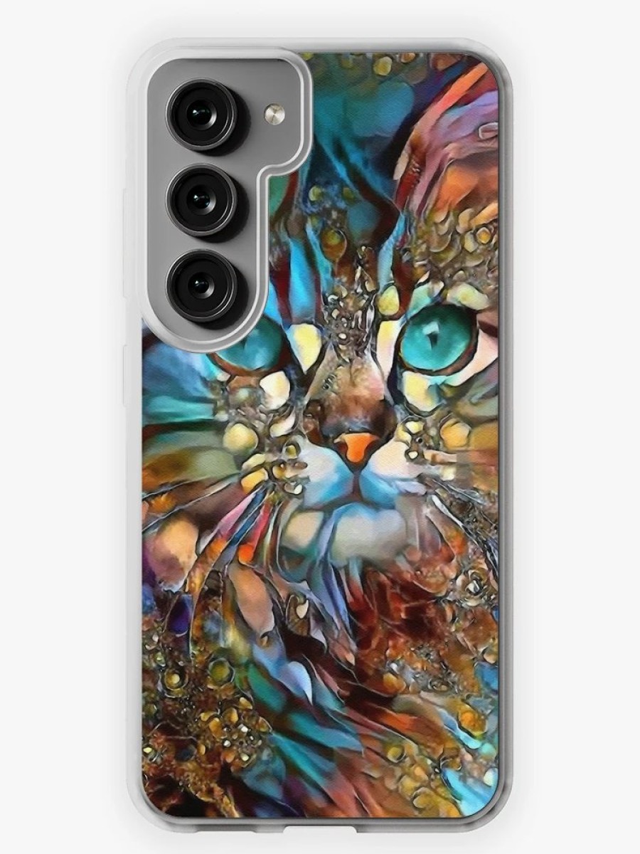 Redbubble Andyna, Cat, Chat, Cat, Lea Roche Paintings Samsung Galaxy Phone Case Hot