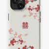 Redbubble Red Oriental Cherry Blossoms On Ivory And Chinese Wedding Double Happiness | Japanese Sakura © Fatfatin Iphone Case New