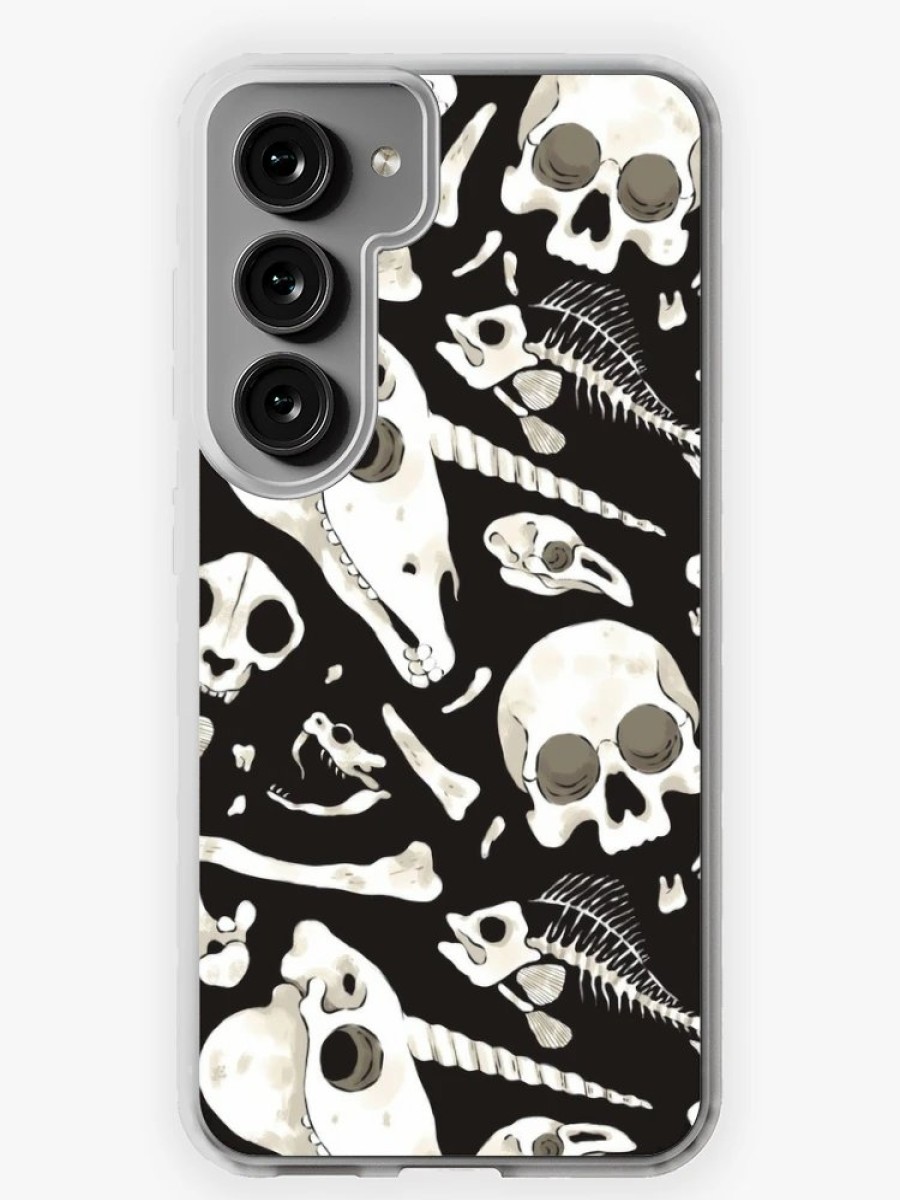 Redbubble Black Skulls And Bones - Wunderkammer Samsung Galaxy Phone Case New