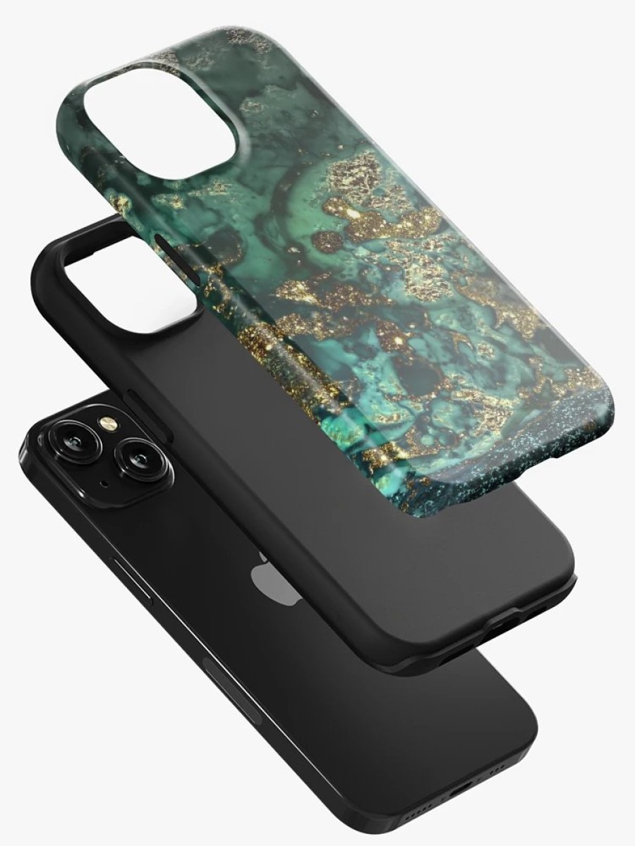 Redbubble Gold Indigo Faux Malachite Marble Iphone Case New