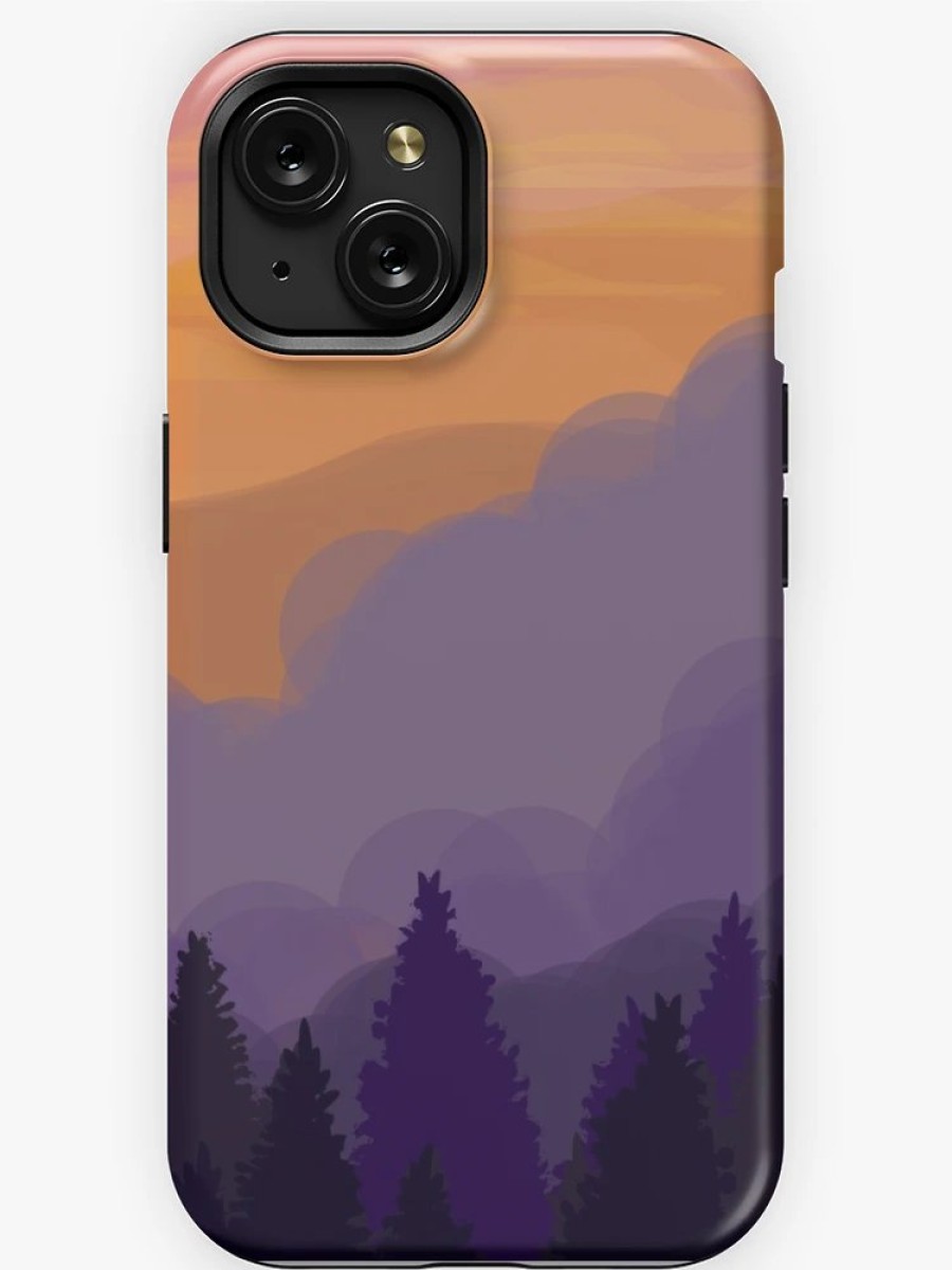 Redbubble Watercolor Art Sunset In Mountains , Purple, Lilac, Orange Texture Design. Purple Iphone Or Samsung Phone Case & Cover Iphone Case Best