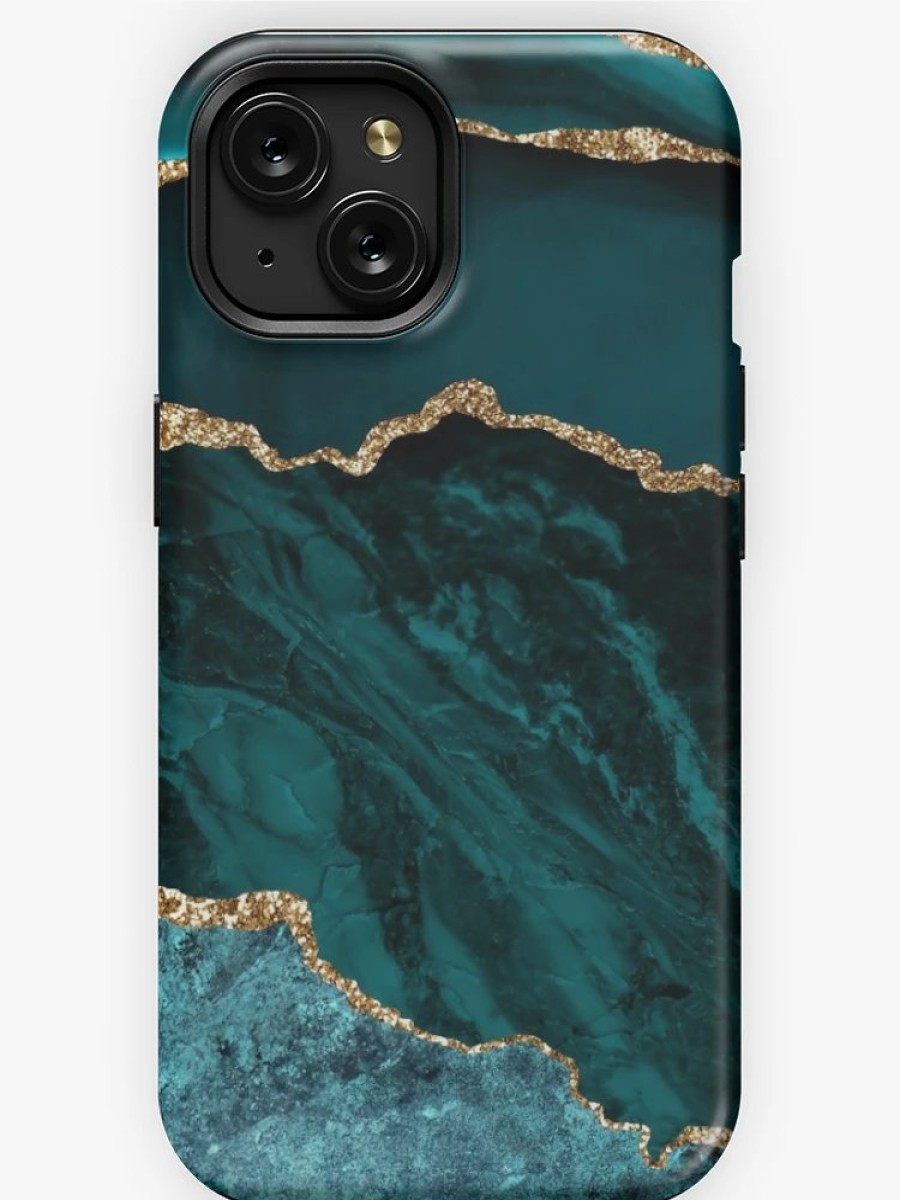 Redbubble Amazing Blue And Teal Faux Malachite Marble Iphone Case New