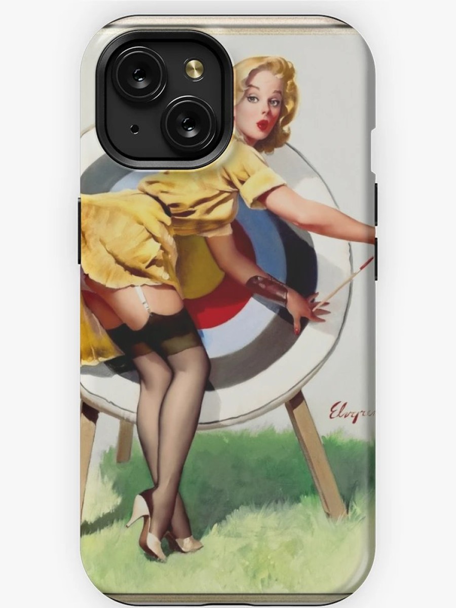 Redbubble Off Target By Gil Elvgren Vintage Remastered Xzendor7 Old Masters Art Reproductions Iphone Case New