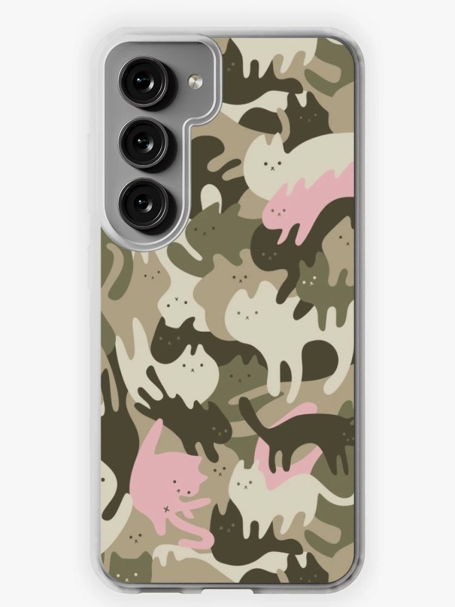 Redbubble Catmouflage - Light Pink Army Pattern Samsung Galaxy Phone Case Best