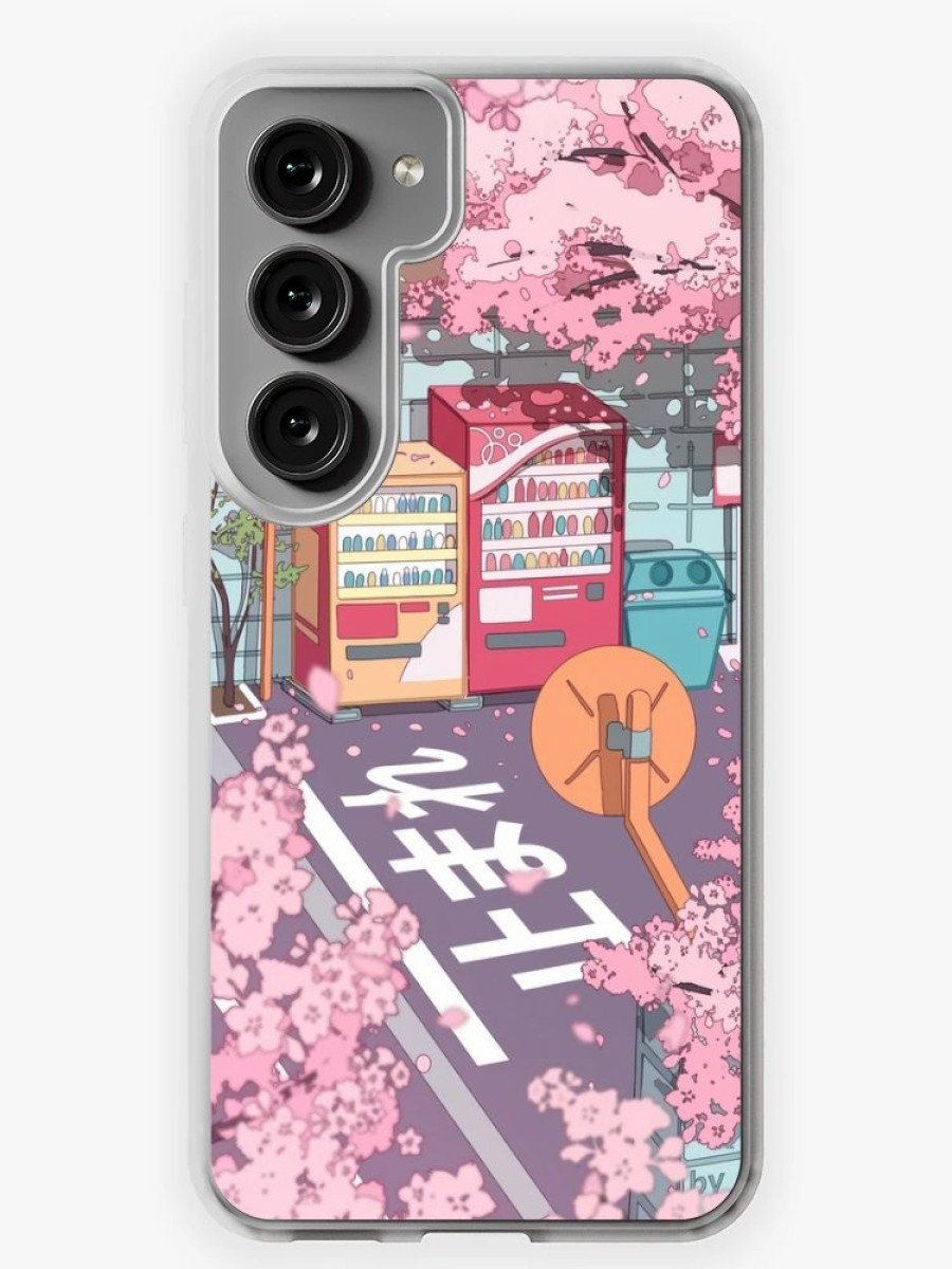 Redbubble A Beautiful Aesthetic Tokyo Street And The Pink Sakura Tree Blossom Samsung Galaxy Phone Case Clearance