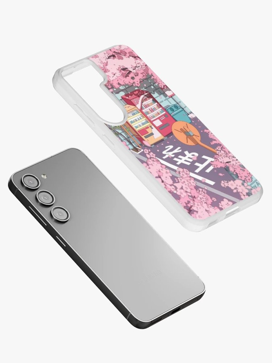 Redbubble A Beautiful Aesthetic Tokyo Street And The Pink Sakura Tree Blossom Samsung Galaxy Phone Case Clearance