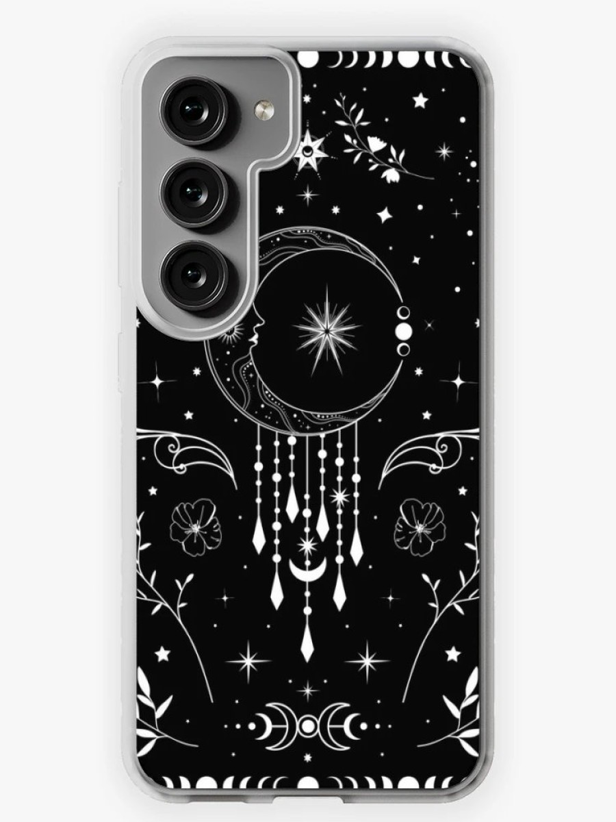 Redbubble Celestial Crescent Moon With Floral Accents And Moon Phase Samsung Galaxy Phone Case Online