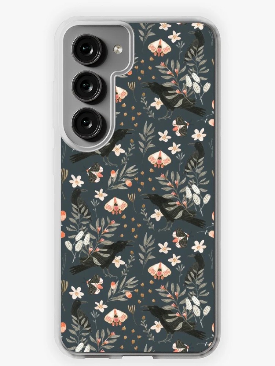 Redbubble Black Crow And Butterflies Samsung Galaxy Phone Case Best