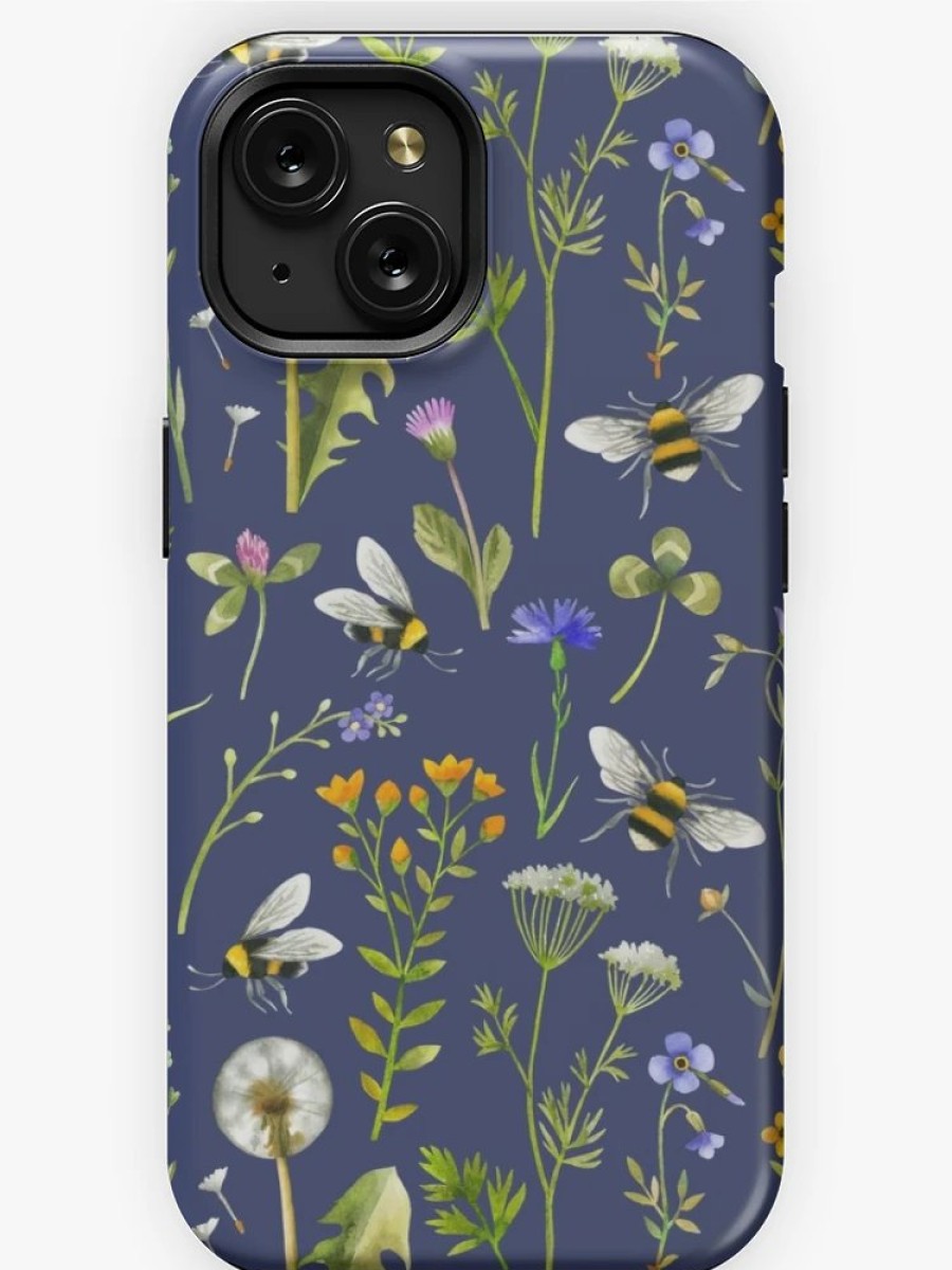 Redbubble Bees And Wildflowers / Dark Blue Iphone Case Online