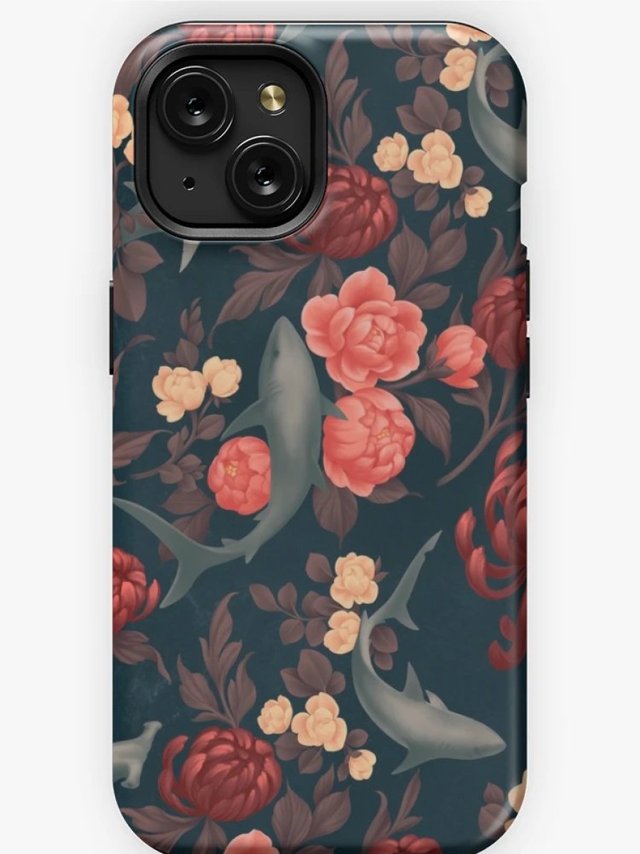 Redbubble Botanical Shark (Red And Blue) Iphone Case New