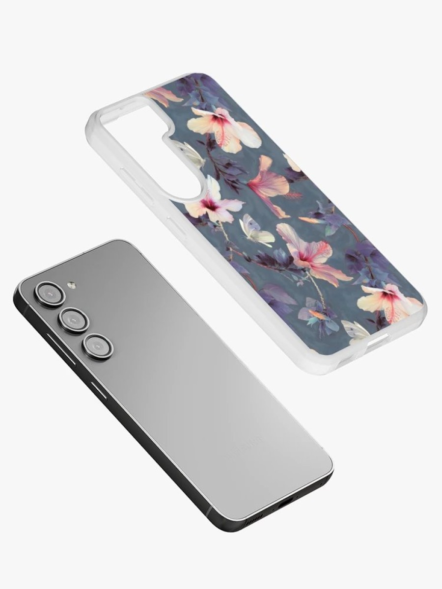 Redbubble Butterflies And Hibiscus Flowers - A Painted Pattern Samsung Galaxy Phone Case Clearance