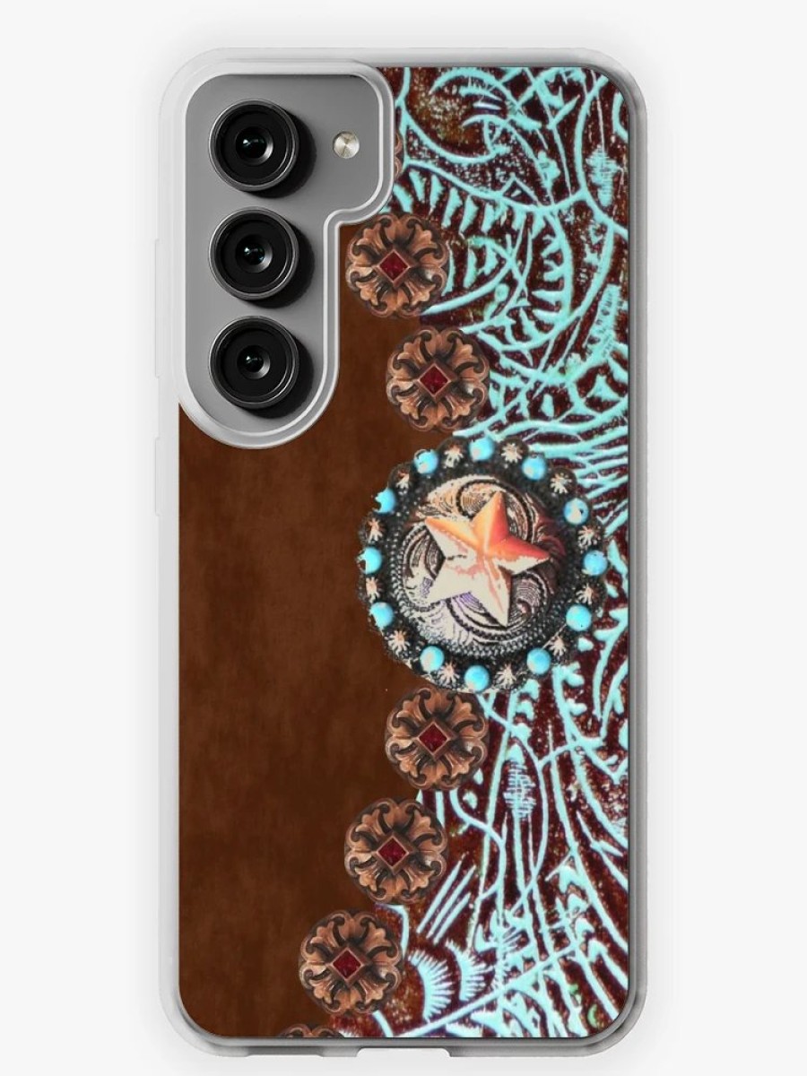 Redbubble Primitive Cowboy Cowgirl Western Country Brown Turquoise Samsung Galaxy Phone Case New